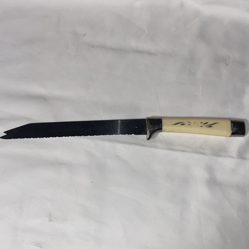 Vintage 1960s Miracle Worker Frozen Food Knife Carved Floral Handle MCM